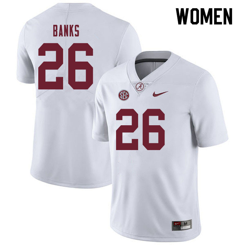 Alabama Crimson Tide Women's Marcus Banks #26 White NCAA Nike Authentic Stitched 2019 College Football Jersey FJ16K44PO